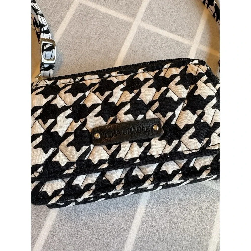 NWT Vera Bradley Quilted Midnight Houndstooth Crossbody black white wallet